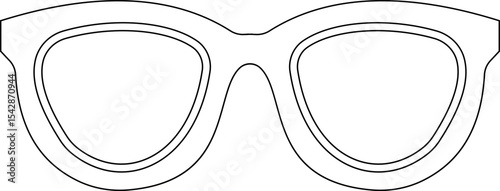 Sunglasses vector icon for fashion accessory design summer eyewear style and sun protection Men and women glasses. hipster frame, fashion black plastic rims. Trendy Optics Art, modern shade graphic