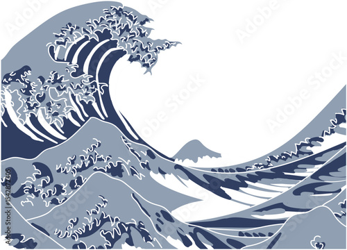A stylized depiction of the Great Wave off Kanagawa, evoking a powerful and serene mood.