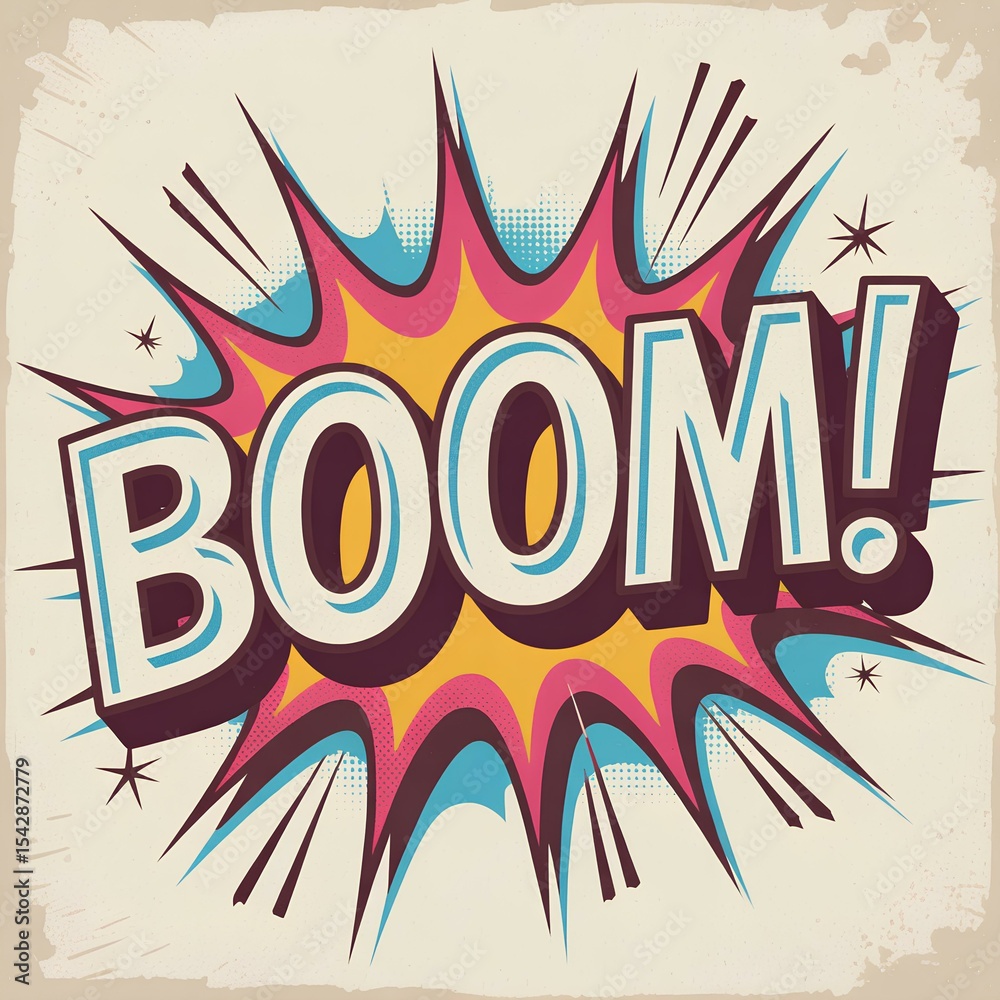 Obraz premium Retro Comic Book BOOM Text Explosion