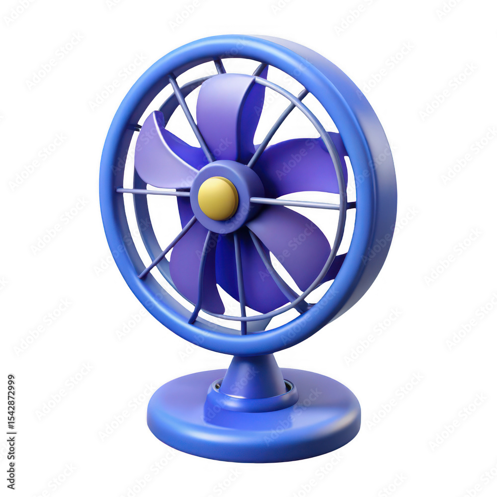 Obraz premium A blue and purple table fan isolated on transparent background