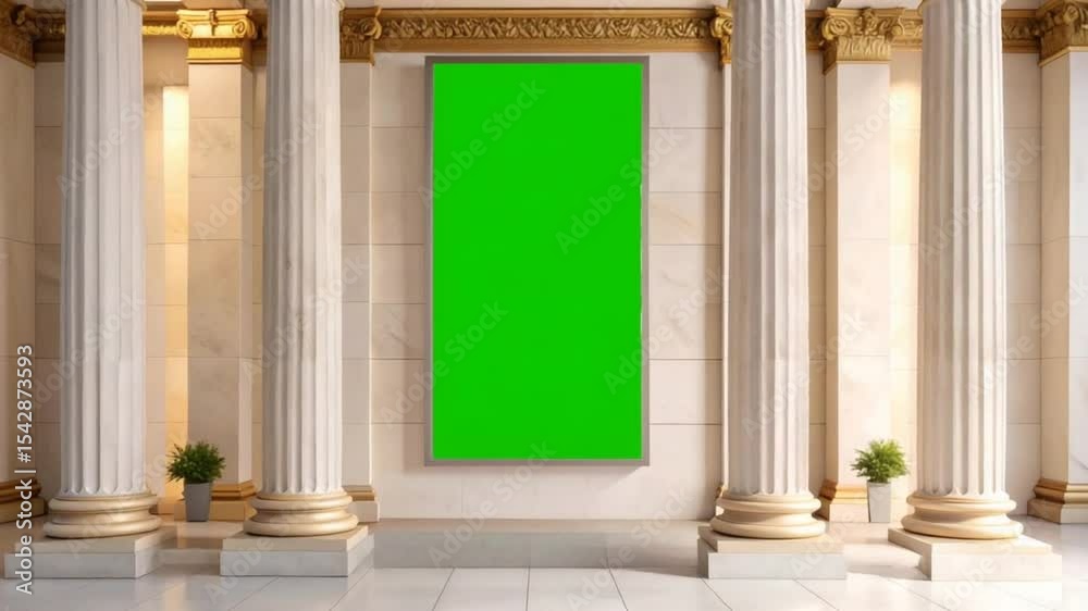 Classical hall with green screen