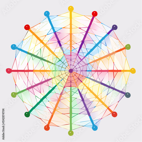 vector Network of interconnected shapes inspired by the structure of spider silk