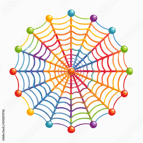 vector Network of interconnected shapes inspired by the structure of spider silk