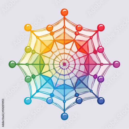 vector Network of interconnected shapes inspired by the structure of spider silk