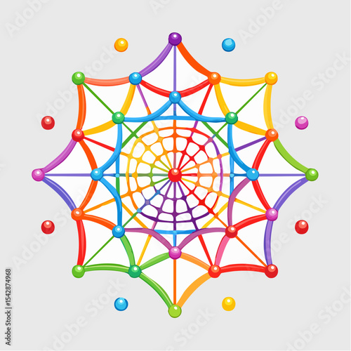 vector Network of interconnected shapes inspired by the structure of spider silk