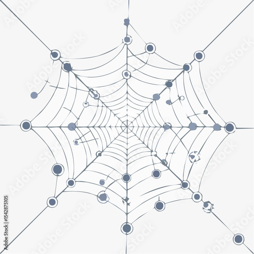 vector Network of interconnected shapes inspired by the structure of spider silk