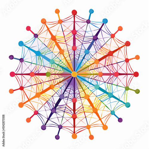vector Network of interconnected shapes inspired by the structure of spider silk