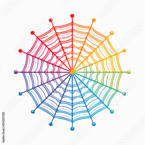 vector Network of interconnected shapes inspired by the structure of spider silk
