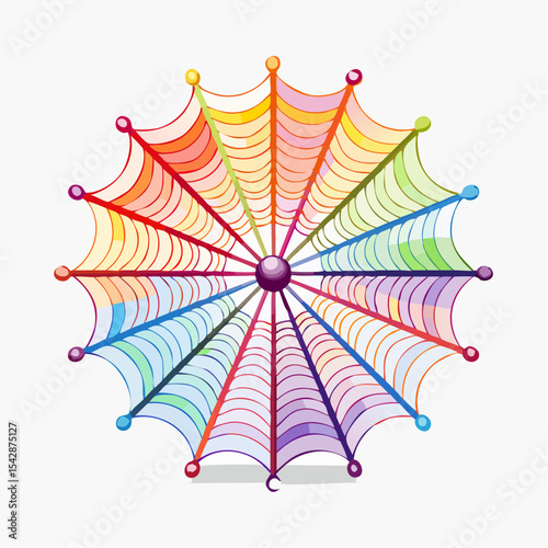 vector Network of interconnected shapes inspired by the structure of spider silk