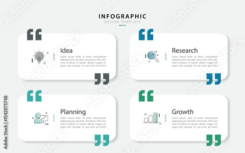 Business infographic template. 4 Step timeline journey. Process diagram, 4 options on white background, Infograph elements vector illustration.
