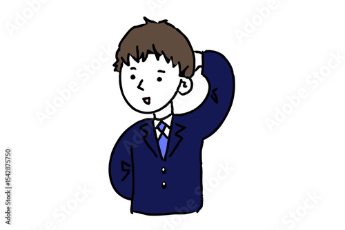 恥ずかしそうに照れて笑う男性ビジネスマン