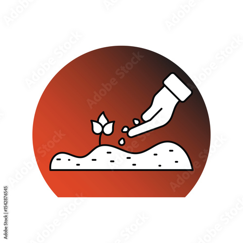Seeding gradient outline icon with white background vector stock illustration