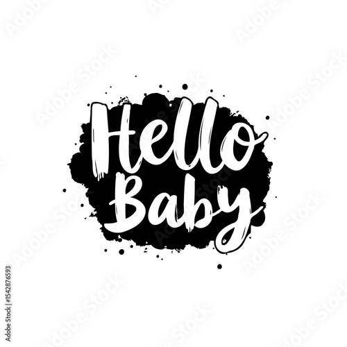 Elegant Hello Baby Text Design for Newborn Announcements and Celebrations