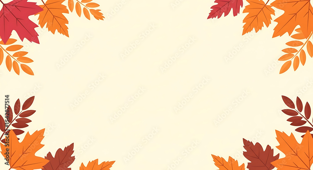Fototapeta premium Autumnal Leaf Border with Vibrant Colors.