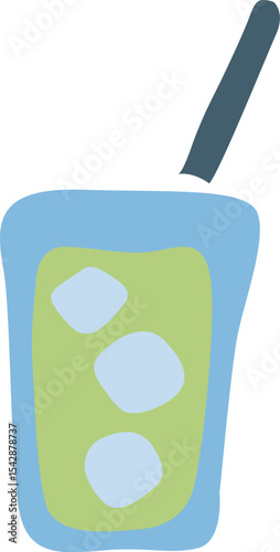緑色の飲み物のイラスト　抹茶やメロンジュースキウイなどのイメージ
