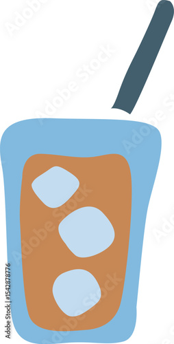 茶色の飲み物のイラスト　アイスティーやハーブティーに麦茶のイメージ