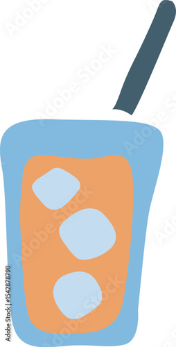 オレンジ色の飲み物のイラスト　マンゴーやメロンジュースなどのイメージ