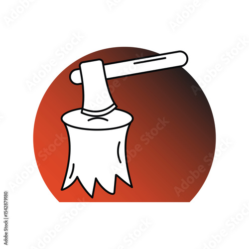 Wood Axe gradient outline icon with white background vector stock illustration