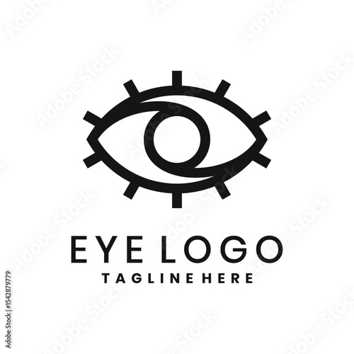 Minimalist circular eye logo design with pupil