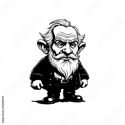 Caricature illustration of an elderly man with a beard and a suit