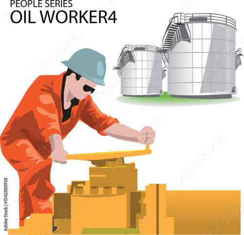 illustration vector of oil offshore worker_4