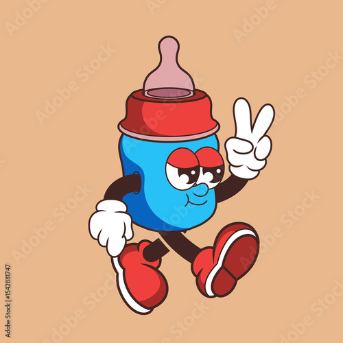 Retro character design from cool baby bottle