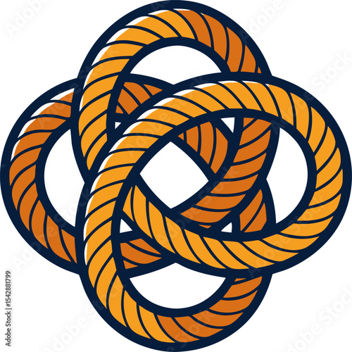 A rope knot symbolizing safety and security at sea with white background.