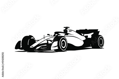 Black formula race car vector illustration on white background
