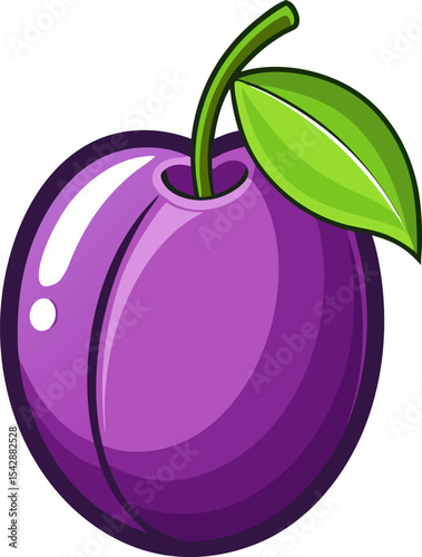 vector illustration of ripe plums