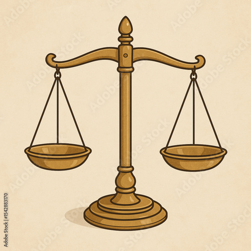 Scales of Justice Icon – Legal Balance Symbol in Vintage Wooden Style