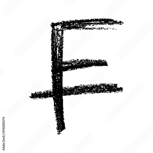 Hand drawn swiss franc currency symbol. Brush stroke doodle. Single element for design