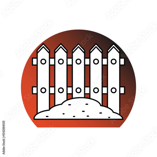 Fence gradient outline icon with white background vector stock illustration