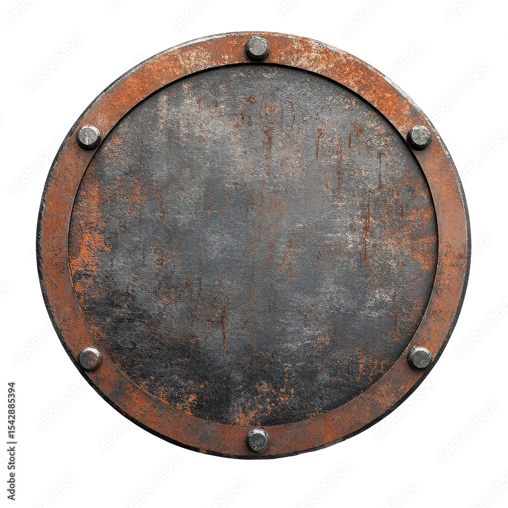 Naklejka premium Rustic metal sign plate designed for decoration or personal signage on a Transparent background, Metal sign plate isolated on PNG background