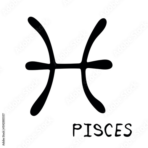 Hand drawn pisces zodiac sign Esoteric symbol doodle Astrology clipart Element for design