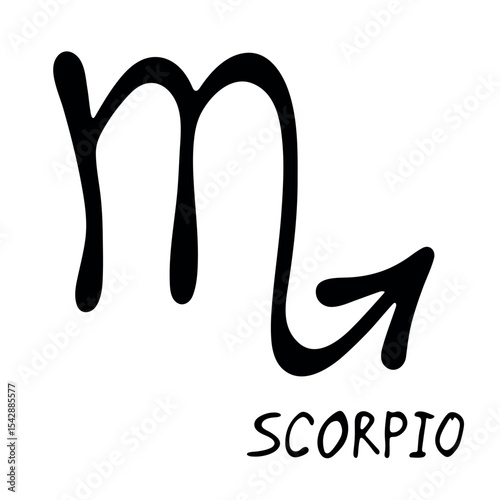 Hand drawn scorpio zodiac sign Esoteric symbol doodle Astrology clipart Element for design