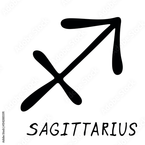 Hand drawn sagittarius zodiac sign Esoteric symbol doodle Astrology clipart Element for design