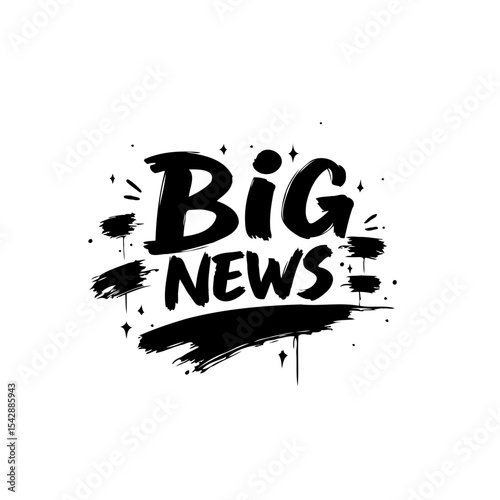 Stylish big news announcement design with brush strokes and sparkling accents