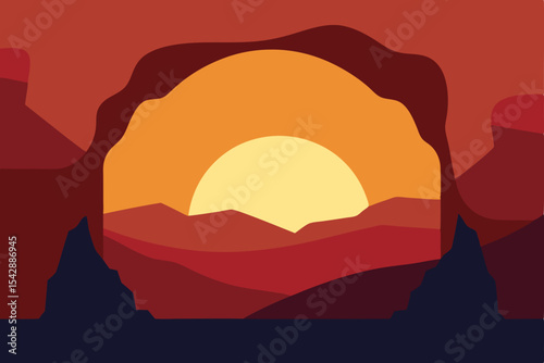 Sunset Vista Archway to Desert Landscape at Golden Hour