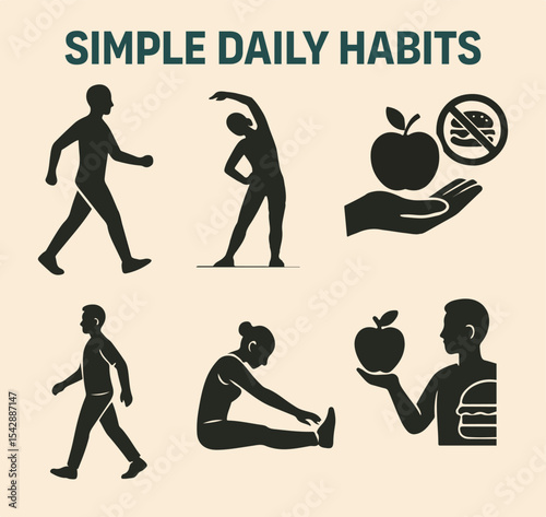 Simple Daily Habits for Healthy Living – Fitness, Nutrition & Wellness Poster