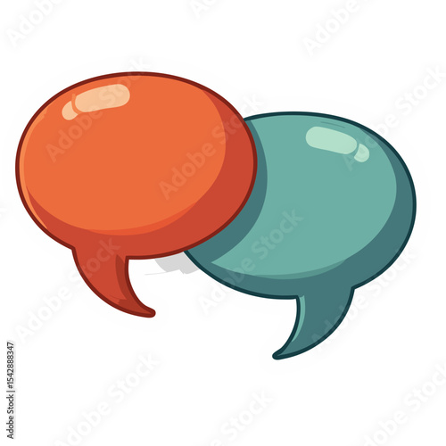 Two colorful speech bubbles overlapping on a black background, conversation concept