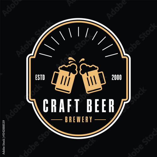 craft beer logo design concept vintage label