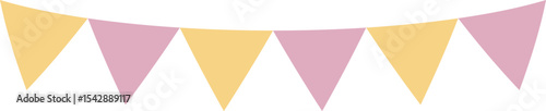 Triangle flag garland 2 colors - yellow-pink