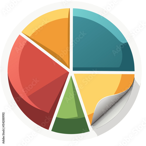 Colorful pie chart graphic design for data, analytics, reports, and business presentations