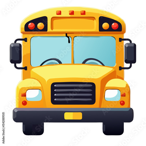Illustration of a cheerful yellow school bus against a contrasting black backdrop