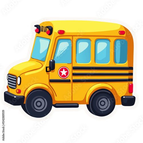 Cartoon illustration of a yellow school bus, ideal for educational or transportation designs