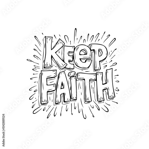 Hand-drawn lettering with the phrase "Keep Faith", symbolising hope and encouragement