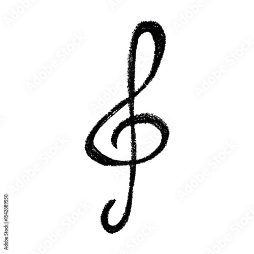 Treble clef doodle. Hand drawn musical symbol. Single element for print, web, design, decor, logo