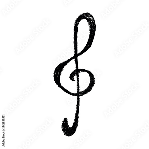 Treble clef doodle. Hand drawn musical symbol. Single element for print, web, design, decor, logo
