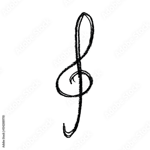 Treble clef doodle. Hand drawn musical symbol. Single element for print, web, design, decor, logo