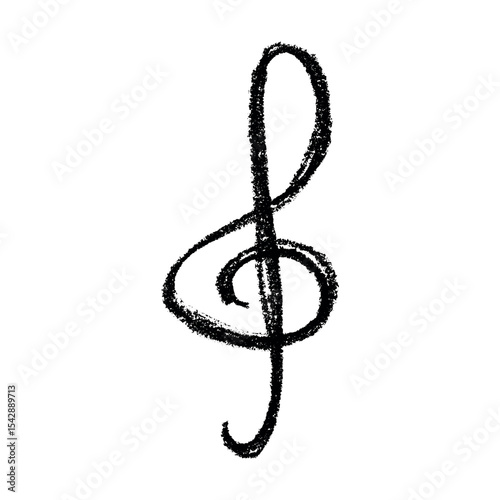 Treble clef doodle. Hand drawn musical symbol. Single element for print, web, design, decor, logo